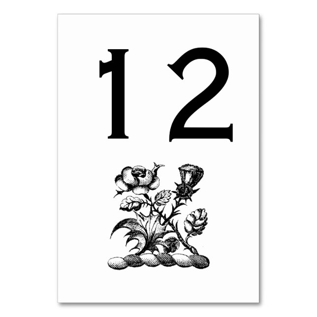 Numéro De Table Blason Rose et Chardon Armoiries Cimier Emblème (Par défaut)