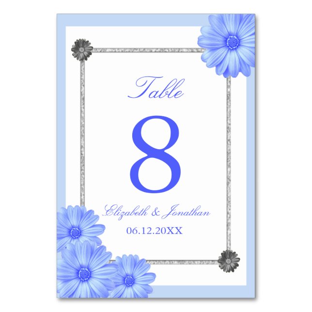 Numéro De Table Bleu clair Floral Mariage élégant (Par défaut)
