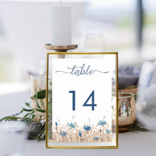 Numéro De Table Bleu Cornouailles et Blé Crème de champ Mariage mo