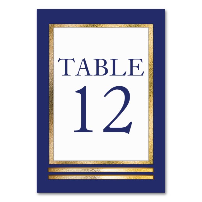 Numéro De Table Bleu | Doré | Blanc Moderne Simple Élégant (Par défaut)