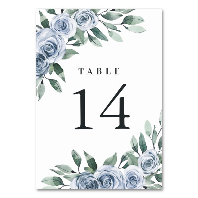 Numéro De Table Bleu Dusty Elegant Floral Boho Rose Rustique Maria (Par défaut)