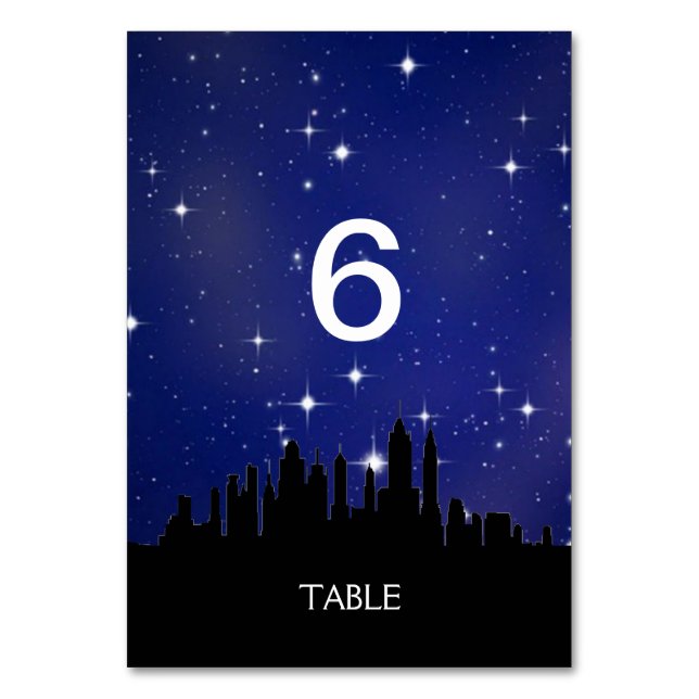 Numéro De Table Bleu étoile Ville Skyline Menu+Carte Table (Par défaut)