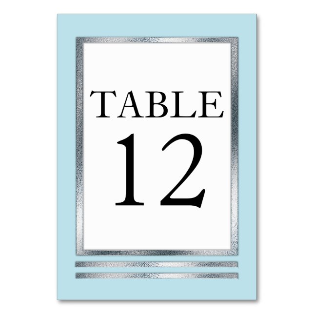 Numéro De Table Bleu Lt | ARGENT | Blanc Moderne Simple Élégant (Par défaut)