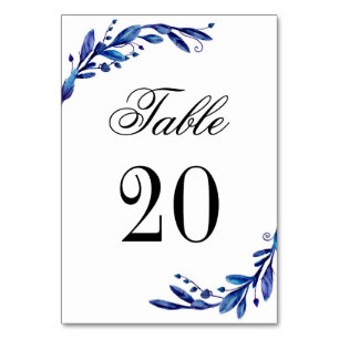 Numéro de table bleu. Mariage d'hiver. Table marin
