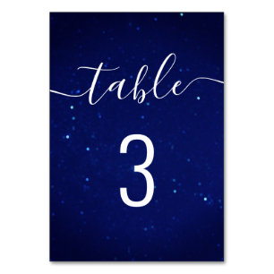 Numéro De Table Bleu marine nuit étoiles mariage. Calligraphie de