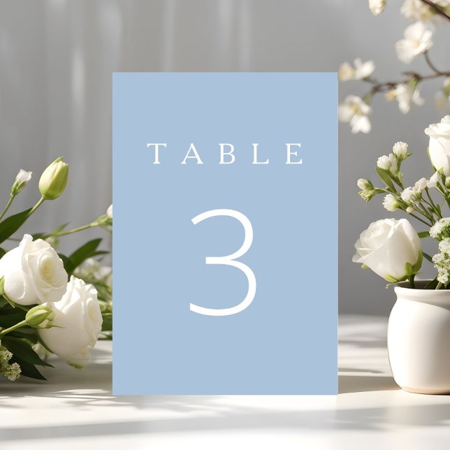 Numéro De Table Bleu minimaliste moderne (Modern Minimalist Blue Table Number)