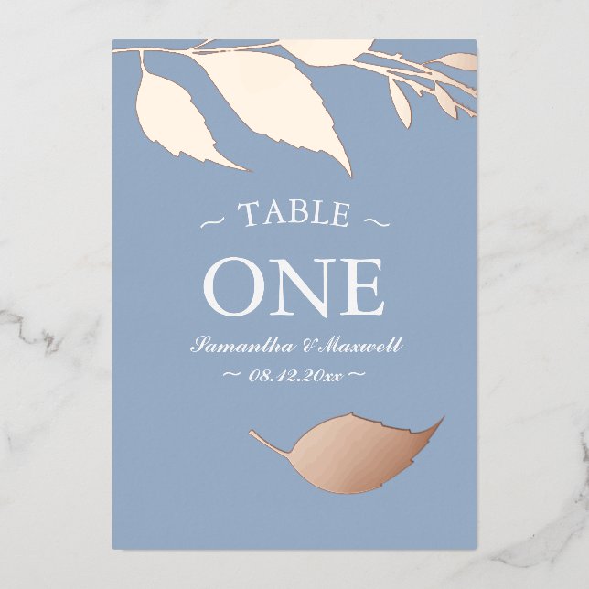 Numéro de Table Bleu Poussiéreux Élégant Minimalis (Recto)