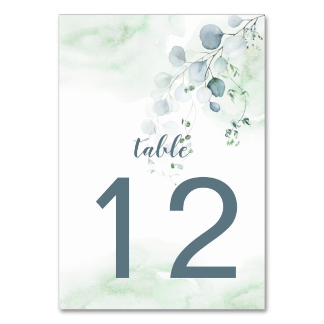 Numéro De Table Bleu Poussiéreux & Eucalyptus Botanique Vert Sauge (Par défaut)