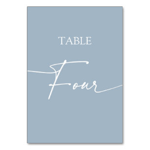Numéro De Table Bleu poussiéreux minimaliste élégant table quatre