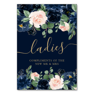 Numéro De Table Blooms Chics   Dark Navy Blue et Blush Pink Favori