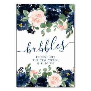 Numéro De Table Blooms Chics La marine et les roses roses bleues