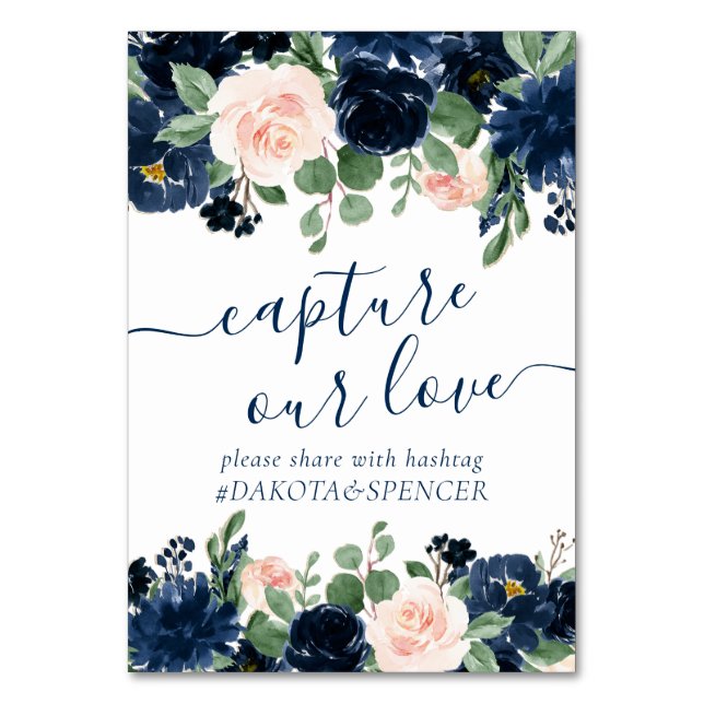 Numéro De Table Blooms Chics | Navy Blue and Blush Capture Our Lov (Par défaut)