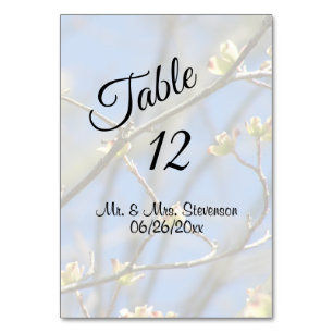 Numéro De Table Blossoms de printemps avec nom noir et date