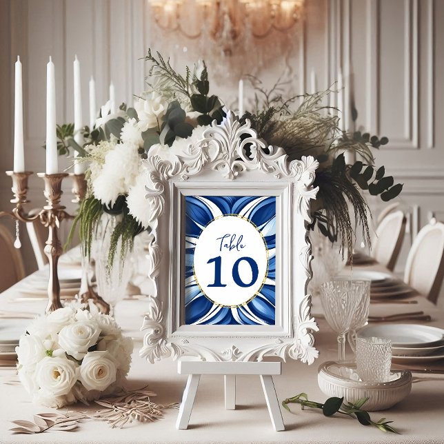Numéro De Table Blue Bliss Floral bio (Blue bliss organic floral table number card.)