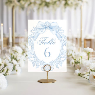 Numéro De Table Blue Bow Baroque Frame Baby Boy Shower