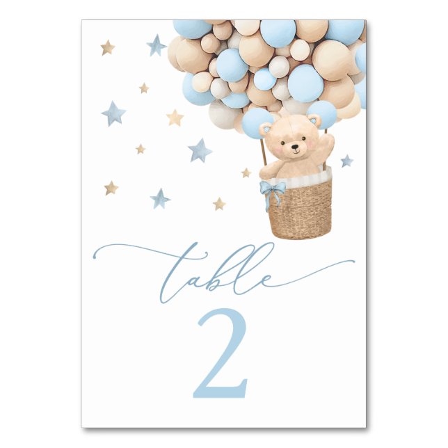 Numéro De Table Blue Boy Teddy Bear Baby shower (Par défaut)