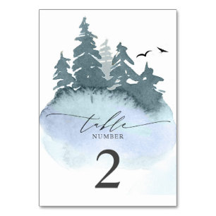 Numéro De Table Blue Coniferous Forest & Mountains Mariage