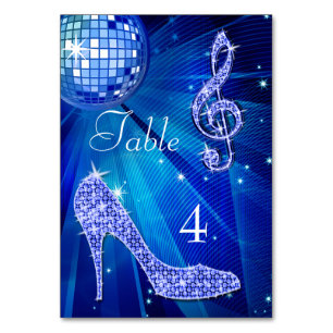 Numéro De Table Blue Disco Ball et Stiletto Shoe Double face