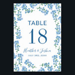 Numéro De Table Blue Forget Me Nots - Noms et Mariage Date<br><div class="desc">Cartes de table florales avec un cadre de oubliettes autour du texte bleu. Ajoutez aussi vos noms et votre date de mariage. Joli design fleuri pour les mariages d'été.</div>