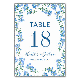 Numéro De Table Blue Forget Me Nots - Noms et Mariage Date