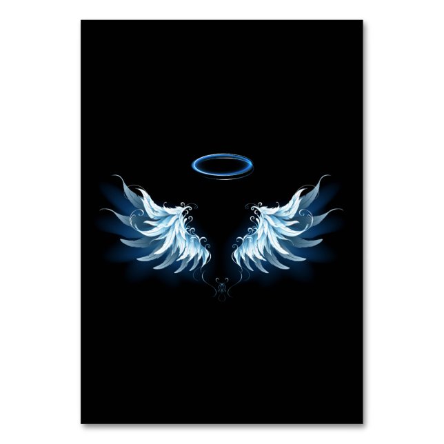 Numéro De Table Blue Glowing Angel Wings on black background (Par défaut)