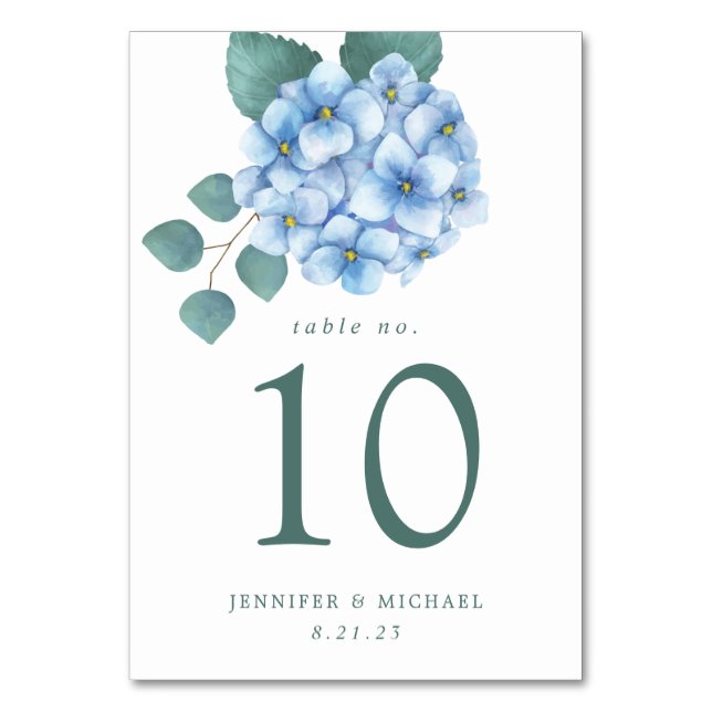 Numéro De Table Blue Hydrangea Floral Mariage (Par défaut)