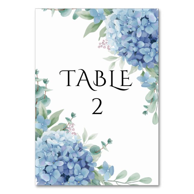 Numéro De Table Blue Hydrangea Floral Wedding  (Par défaut)
