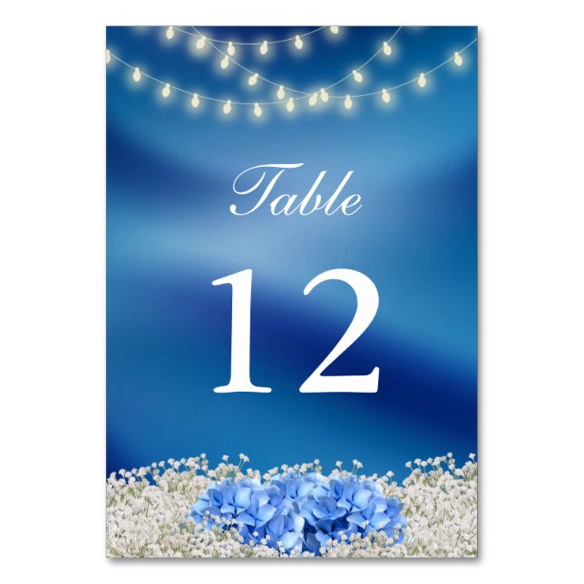 Numéro De Table Blue Hydrangea Flower Marine Blue Mariage Table (Par défaut)