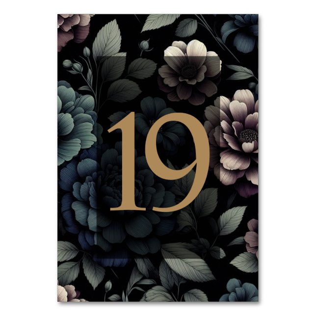 Numéro De Table Blue Moody Floral Tableau 19 (Par défaut)