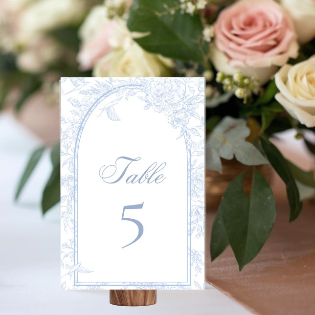 Numéro De Table Blue Peony Victorian Arch Classic Wedding White (Créateur téléchargé)