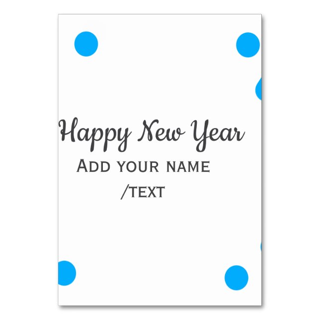Numéro De Table Blue polkadots happy new year add name messasimple (Par défaut)