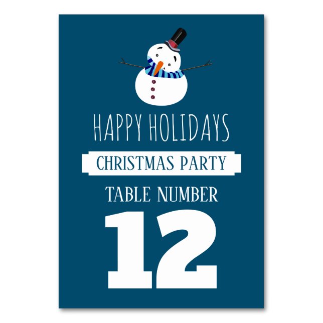Numéro De Table Blue Snowman, table de fête de Noël No. (Par défaut)