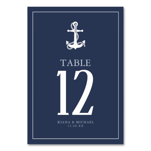 Numéro De Table Blue Wave Ancre Mariage Wht/Navy ID836 (Par défaut)
