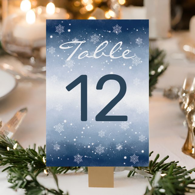 Numéro De Table Blue Winter Wonderland Mariage de Noël (Créateur téléchargé)