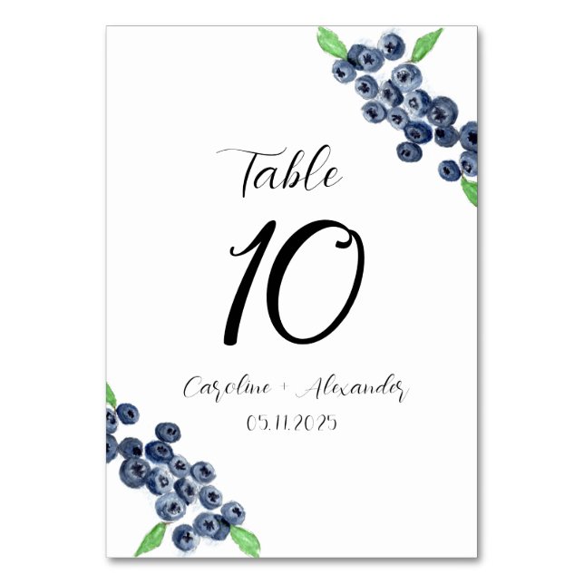 Numéro De Table Blueberries Fruit Été Rustique Mariage (Par défaut)
