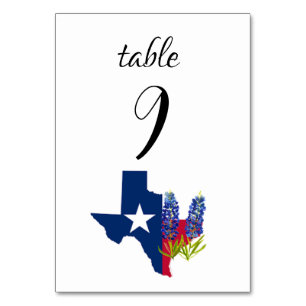 Numéro De Table Bluebonnets Blue Floral Texas Flowers Mariage