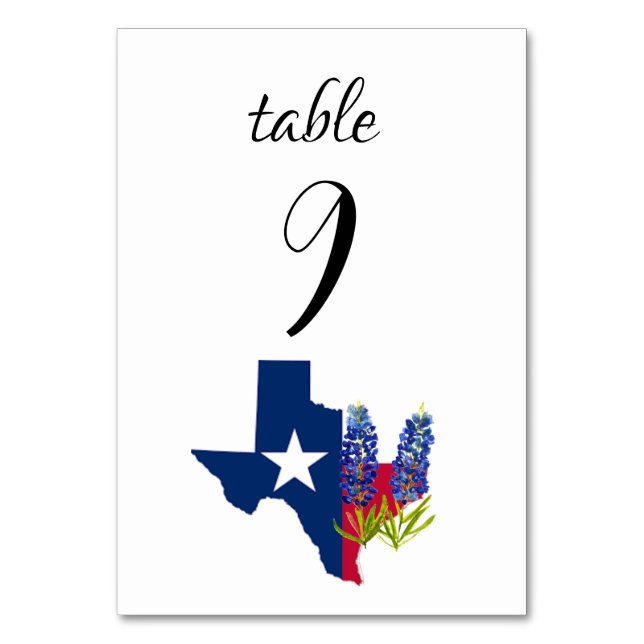 Numéro De Table Bluebonnets Blue Floral Texas Flowers Mariage (Par défaut)