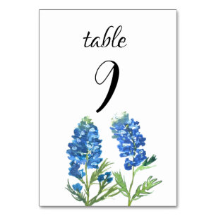 Numéro De Table Bluebonnets Blue Floral Texas Flowers Mariage