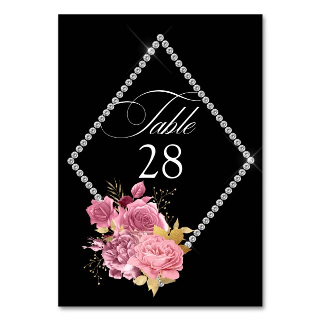 Numéro De Table Blush et or et argent Mariage diamant floral T (Par défaut)
