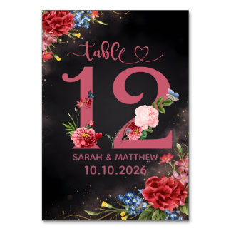 Numéro De Table Blush Floral Wedding Table Number  12 Card