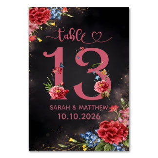 Numéro De Table Blush Floral Wedding Table Number 13 Card