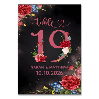Numéro De Table Blush Floral Wedding Table Number 19 Card
