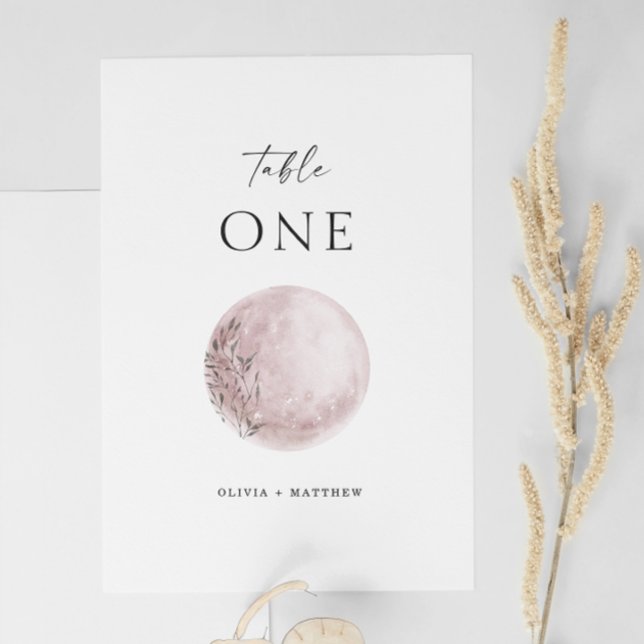 Numéro De Table Blush Lune Mystique | Élégant Mariage Céleste (Créateur téléchargé)
