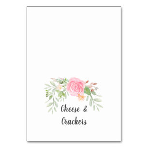 Numéro De Table Blush Peonies Buffet Étiquettes de nourriture