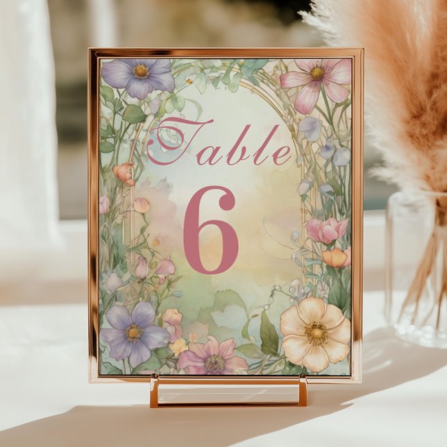 Numéro De Table Blush Pink Floral Quinceanera Celebration (Créateur téléchargé)