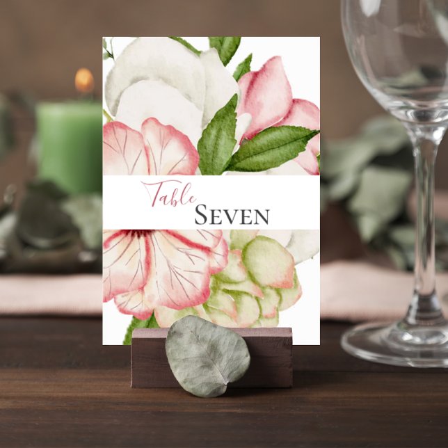 Numéro De Table Blush Pink Floral Wedding Table Number Card (Créateur téléchargé)