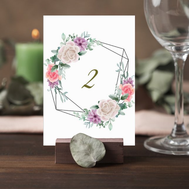 Numéro De Table Blush Pink Floral Wedding Table Number Card (Créateur téléchargé)