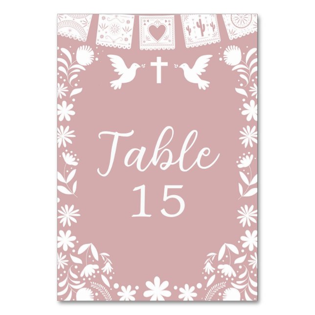 Numéro De Table Blush Rose Cielito Lindo Baptême  (Par défaut)