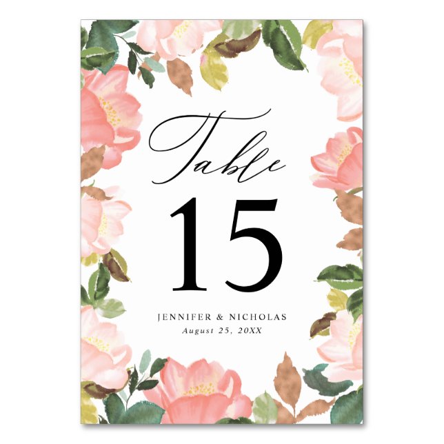 Numéro De Table Blush Spring Floral | Mariage Personnalisé (Par défaut)
