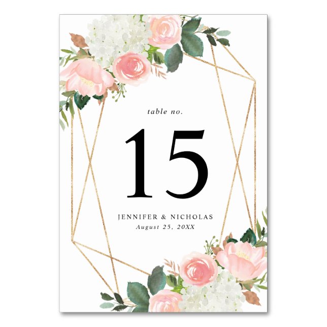 Numéro De Table Blush Spring Floral | Mariage Personnalisé (Par défaut)